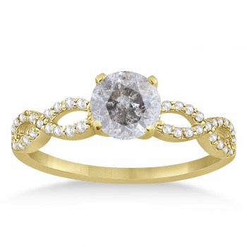 Twisted Infinity Round Salt & Pepper Diamond Engagement Ring 14k Yellow Gold (0.75ct)