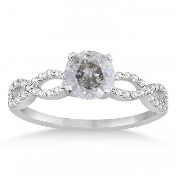 Twisted Infinity Round Salt & Pepper Diamond Engagement Ring Palladium (1.00ct)