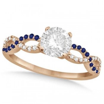 Infinity Round Diamond Blue Sapphire Engagement Ring 14k Rose Gold (2.00ct)