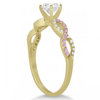 Infinity Round Diamond Pink Sapphire Engagement Ring 14k Yellow Gold (0.75ct)