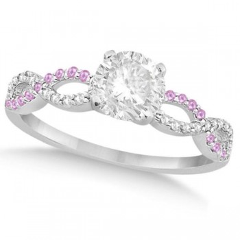 Infinity Round Diamond Pink Sapphire Engagement Ring 14k White Gold (2.00ct)