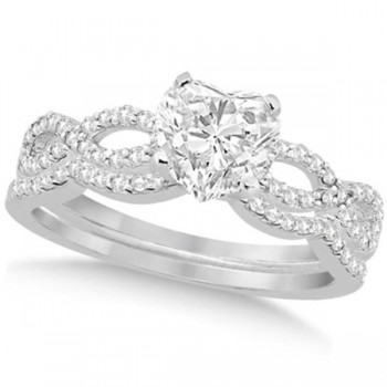 Twisted Infinity Heart Diamond Bridal Set 14k White Gold (0.63ct)