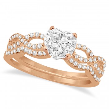 Twisted Infinity Heart Diamond Bridal Set 18k Rose Gold (0.63ct)