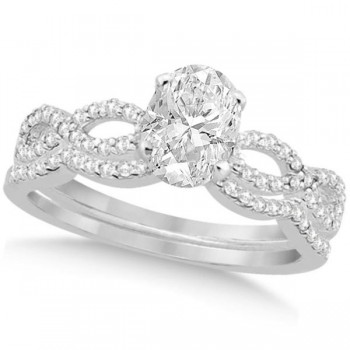 Twisted Infinity Oval Diamond Bridal Set 14k White Gold (0.63ct)