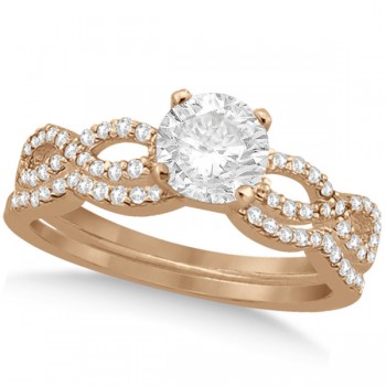 Twisted Infinity Round Diamond Bridal Ring Set 14k Rose Gold (1.63ct)