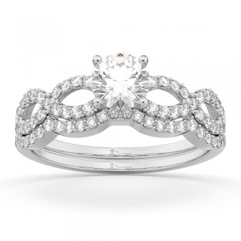 Infinity Twisted Diamond Matching Bridal Set 14K White Gold (0.34ct)