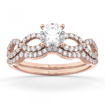 Infinity Twisted Diamond Matching Bridal Set in 18K Rose Gold (0.34ct)