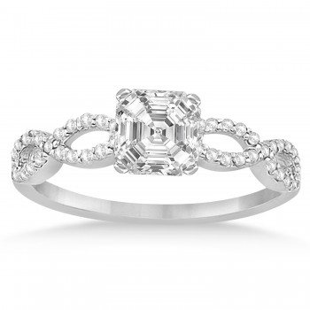 Infinity Asscher-Cut Diamond Bridal Ring Set 14k White Gold (0.63ct)