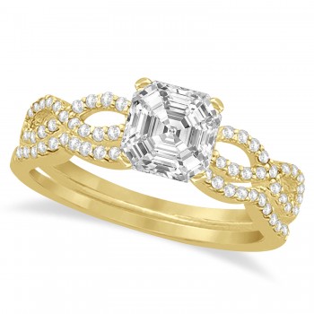 Infinity Asscher-Cut Diamond Bridal Ring Set 14k Yellow Gold (0.63ct)