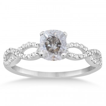 Infinity Cushion-Cut Salt & Pepper Diamond Bridal Ring Set Platinum (0.63ct)