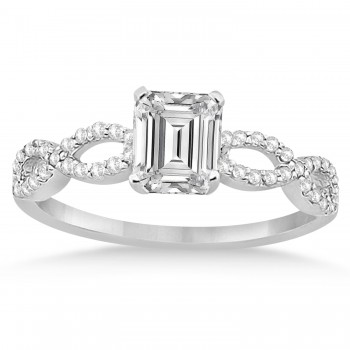 Infinity Emerald-Cut Diamond Bridal Ring Set 14k White Gold (0.63ct)