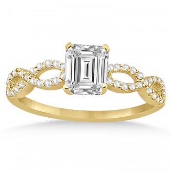 Infinity Emerald-Cut Lab Grown Diamond Bridal Ring Set 18k Yellow Gold (0.63ct)