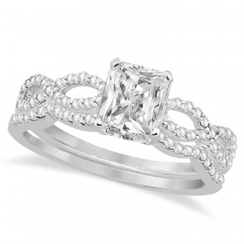 Infinity Radiant-Cut Diamond Bridal Ring Set 14k White Gold (0.63ct)