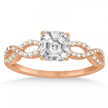 Infinity Asscher-Cut Diamond Bridal Ring Set 14k Rose Gold (0.88ct)
