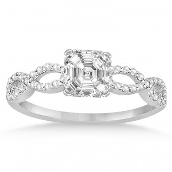 Infinity Asscher-Cut Lab Grown Diamond Bridal Ring Set Platinum (0.88ct)