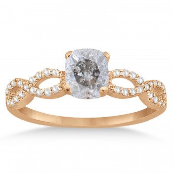 Infinity Cushion-Cut Salt & Pepper Diamond Bridal Ring Set 14k Rose Gold (0.88ct)