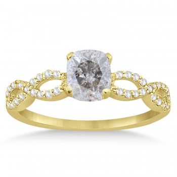 Infinity Cushion-Cut Salt & Pepper Diamond Bridal Ring Set 14k Yellow Gold (0.88ct)