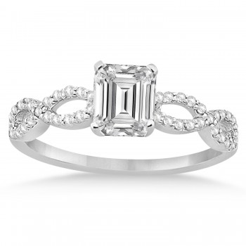 Infinity Emerald-Cut Diamond Bridal Ring Set 18k White Gold (0.88ct)