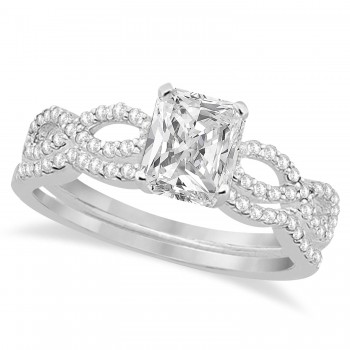 Infinity Radiant-Cut Diamond Bridal Ring Set 14k White Gold (0.88ct)
