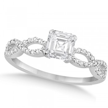 Infinity Asscher-cut Diamond Bridal Ring Set 14k White Gold (1.13ct)