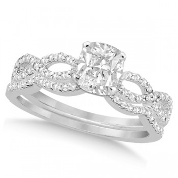 Infinity Cushion-Cut Diamond Bridal Ring Set Palladium (1.13ct)