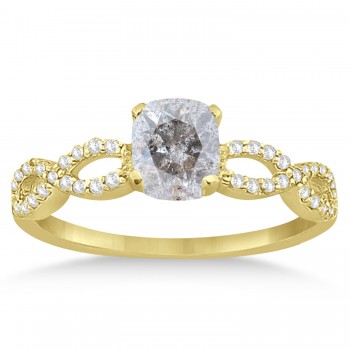 Infinity Cushion-Cut Salt & Pepper Diamond Bridal Ring Set 14k Yellow Gold (1.13ct)