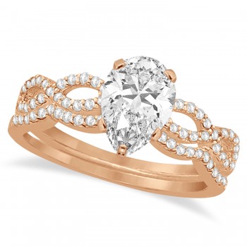 Infinity Pear-Cut Diamond Bridal Ring Set 14k Rose Gold (1.13ct)