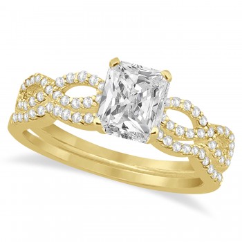 Infinity Radiant-Cut Diamond Bridal Ring Set 14k Yellow Gold (1.13ct)