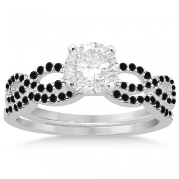 Infinity Twisted Black Diamond Bridal Set 14k White Gold (0.34ct)