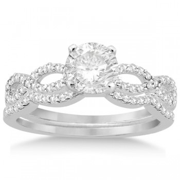 Infinity Twisted Lab Grown Diamond Ring Matching Bridal Set in Palladium (0.34ct)