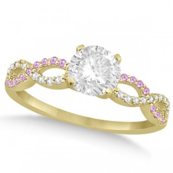 Infinity Round Diamond Pink Sapphire Bridal Set 14k Yellow Gold (1.63ct)