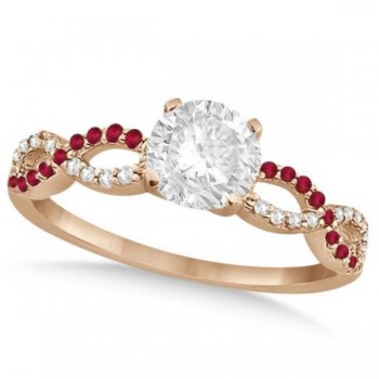 Infinity Twisted Round Diamond Ruby Bridal Set 14k Rose Gold (0.63ct)