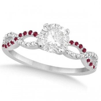 Infinity Twisted Round Diamond Ruby Bridal Set 14k White Gold (0.63ct)