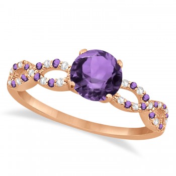 Amethyst & Diamond Infinity Style Bridal Set 14k Rose Gold 1.69ct