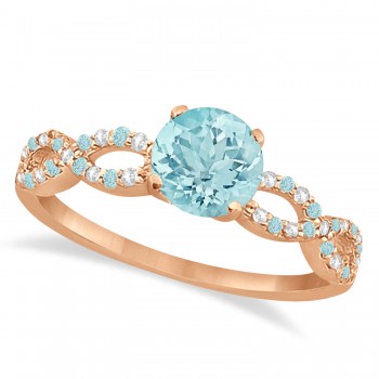 Aquamarine & Diamond Infinity Style Bridal Set 14k Rose Gold 1.64ct