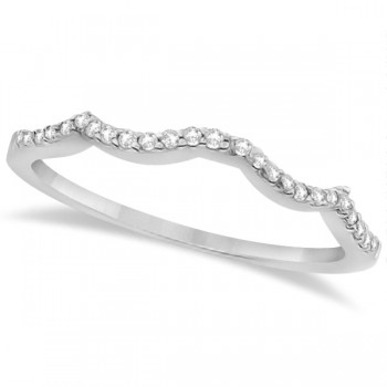 Contour Diamond Accented Wedding Band 14K White Gold (0.13ct)