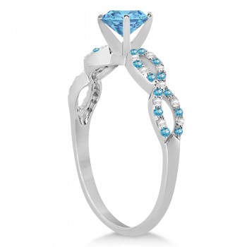 Diamond & Blue Topaz Infinity Engagement Ring 14K White Gold 1.45ct