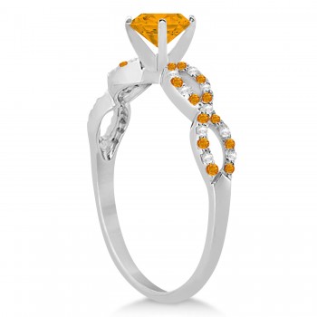 Diamond & Citrine Infinity Engagement Ring 14k White Gold 1.70ct