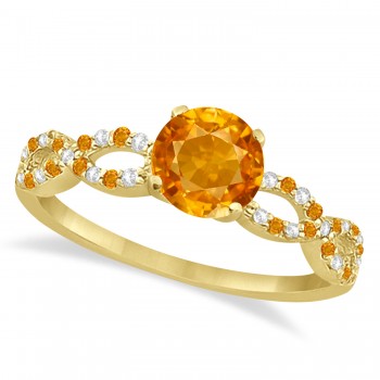 Infinity Style Citrine & Diamond Bridal Set 18k Yellow Gold 1.29ct