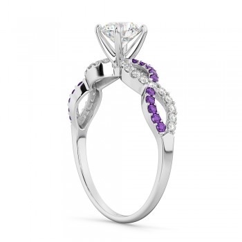 Infinity Diamond & Amethyst Gemstone Engagement Ring Palladium 0.21ct