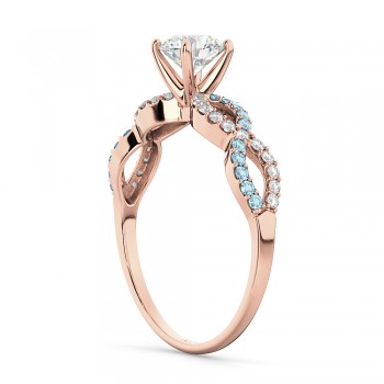 Infinity Diamond & Aquamarine Engagement Ring in 18k Rose Gold (0.21ct)