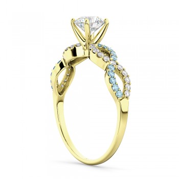 Infinity Diamond & Aquamarine Engagement Ring in 18k Yellow Gold (0.21ct)