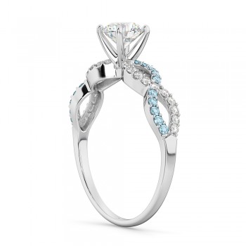 Infinity Diamond & Aquamarine Gemstone Engagement Ring Palladium 0.21ct