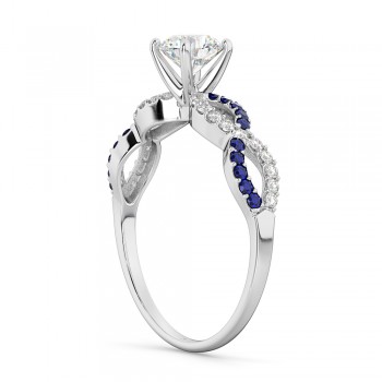 Infinity Diamond & Blue Sapphire Engagement Ring 14K White Gold 0.21ct