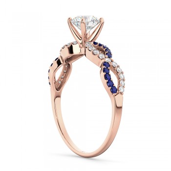 Infinity Diamond & Blue Sapphire Engagement Ring 18k Rose Gold 0.21ct