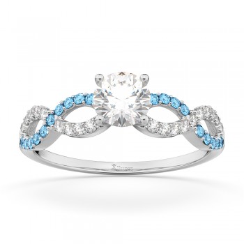 Infinity Diamond & Blue Topaz Gemstone Engagement Ring Platinum (0.21ct)