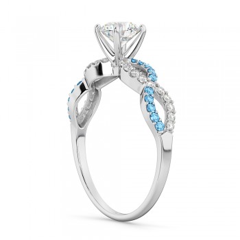 Infinity Diamond & Blue Topaz Gemstone Engagement Ring Platinum (0.21ct)