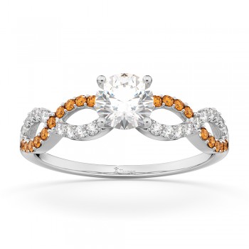 Infinity Diamond & Citrine Engagement Ring in 14k White Gold (0.21ct)