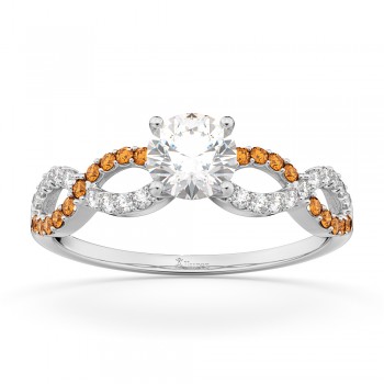 Infinity Diamond & Citrine Gemstone Engagement Ring Palladium 0.21ct