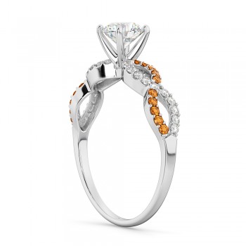 Infinity Diamond & Citrine Gemstone Engagement Ring Palladium 0.21ct